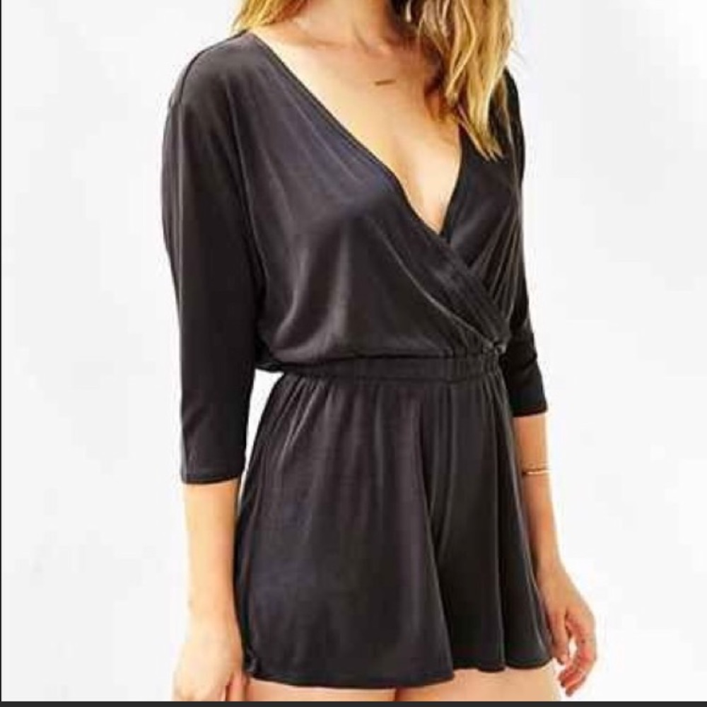 Silence + Noise Anthracite 3/4 sleeve Romper (M)